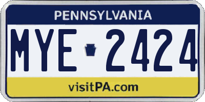 PA license plate MYE2424