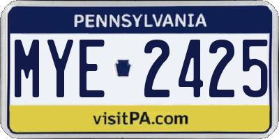 PA license plate MYE2425