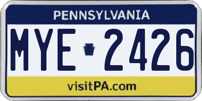PA license plate MYE2426