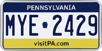 PA license plate MYE2429