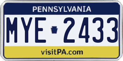 PA license plate MYE2433