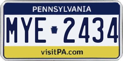 PA license plate MYE2434
