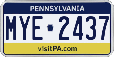 PA license plate MYE2437