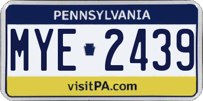 PA license plate MYE2439