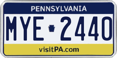 PA license plate MYE2440