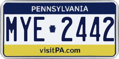 PA license plate MYE2442