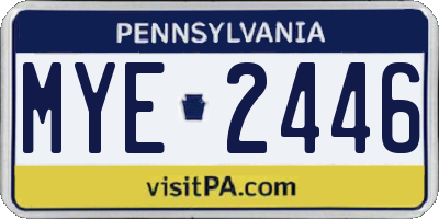 PA license plate MYE2446