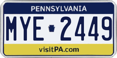PA license plate MYE2449