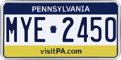 PA license plate MYE2450
