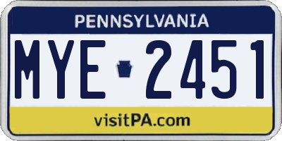 PA license plate MYE2451