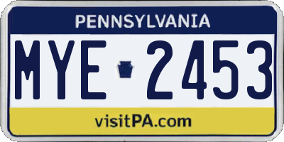 PA license plate MYE2453