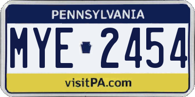 PA license plate MYE2454