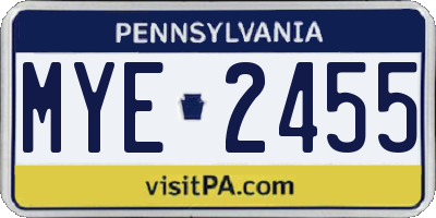 PA license plate MYE2455