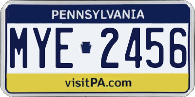PA license plate MYE2456