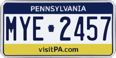 PA license plate MYE2457