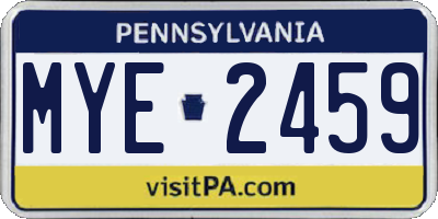 PA license plate MYE2459