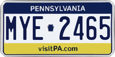 PA license plate MYE2465