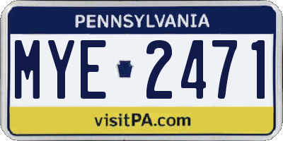 PA license plate MYE2471