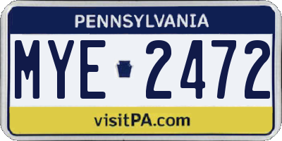 PA license plate MYE2472