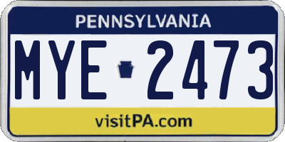 PA license plate MYE2473