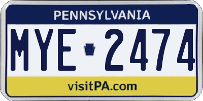 PA license plate MYE2474