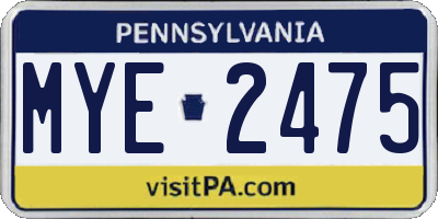 PA license plate MYE2475