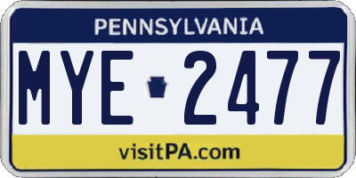 PA license plate MYE2477