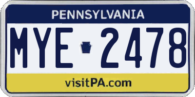 PA license plate MYE2478