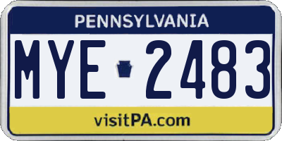PA license plate MYE2483