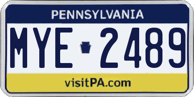 PA license plate MYE2489