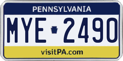 PA license plate MYE2490