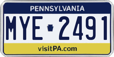 PA license plate MYE2491