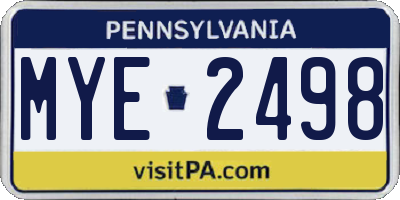 PA license plate MYE2498