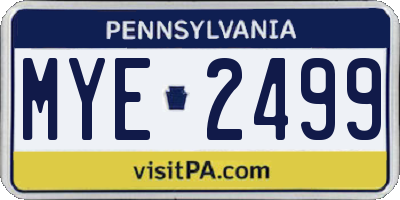 PA license plate MYE2499