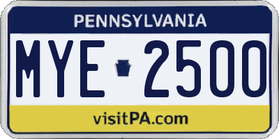 PA license plate MYE2500