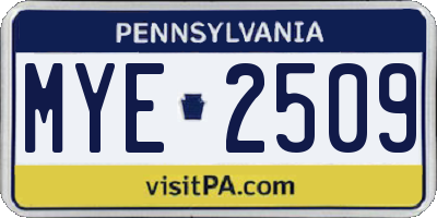 PA license plate MYE2509