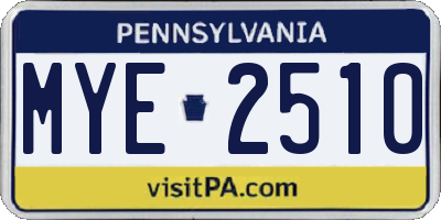 PA license plate MYE2510