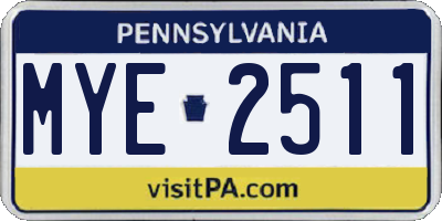 PA license plate MYE2511