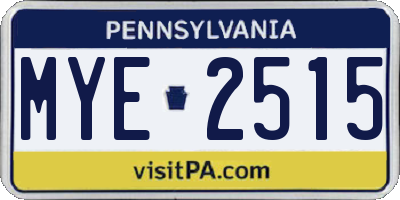 PA license plate MYE2515