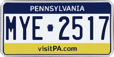 PA license plate MYE2517