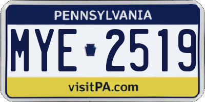 PA license plate MYE2519