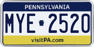PA license plate MYE2520