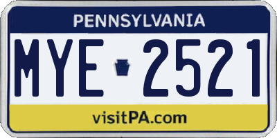 PA license plate MYE2521