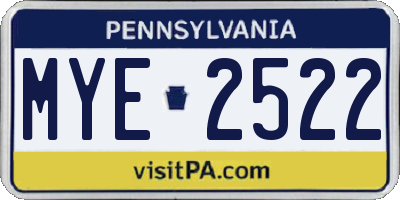 PA license plate MYE2522