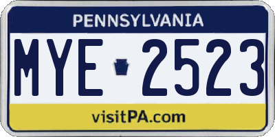 PA license plate MYE2523