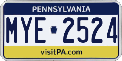 PA license plate MYE2524