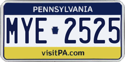 PA license plate MYE2525