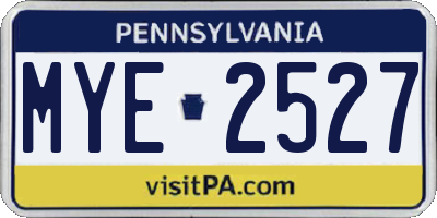 PA license plate MYE2527