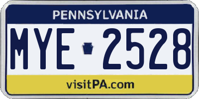 PA license plate MYE2528
