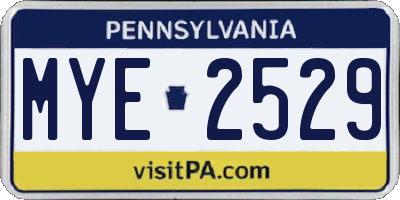PA license plate MYE2529